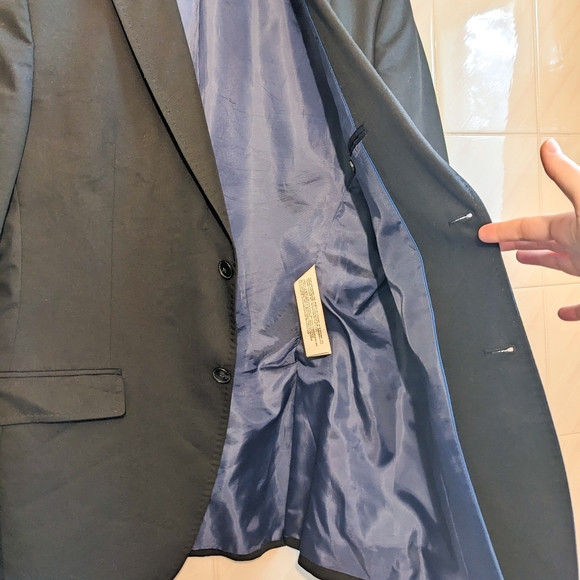 Zara Man Black Suit Jacket with Blue Lining - Picture 13 of 15